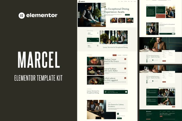 Marcel luxury restaurant Elementor template kit preview