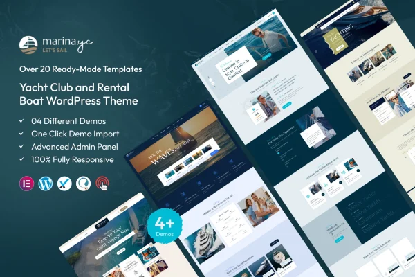 Marina yacht club and boat rental WordPress theme preview