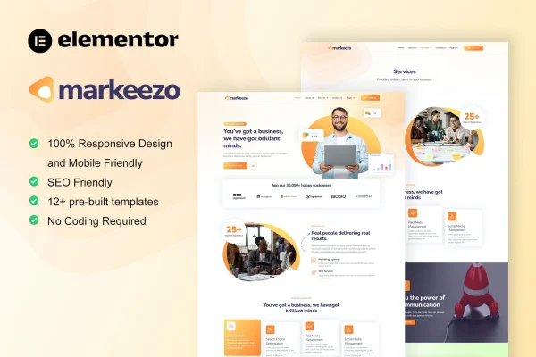 Markeezo SEO and digital marketing agency Elementor template kit cover