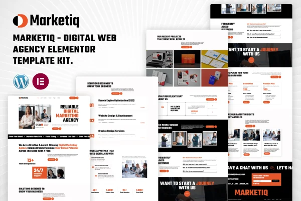 Marketiq digital web agency Elementor template kit preview