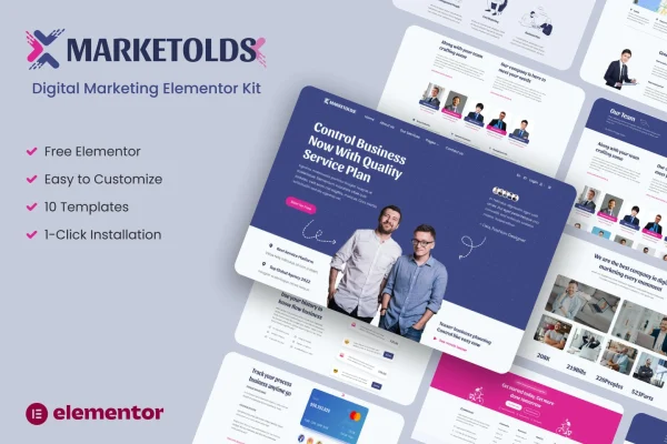 Marketolds digital marketing Elementor template kit preview