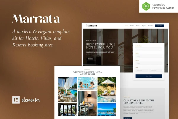 Marriata hotel and resort Elementor template kit preview
