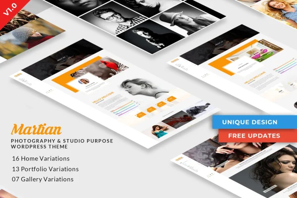 Martian photography and studio WordPress theme preview