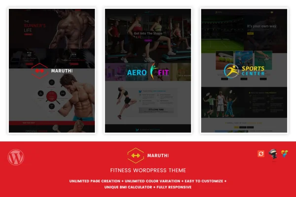 Maruthi Fitness WordPress theme preview for gyms and fitness centers