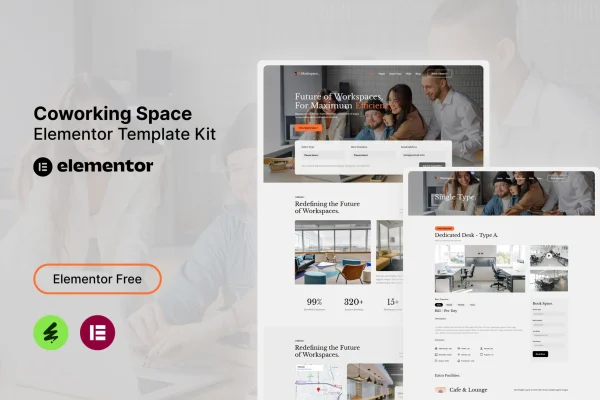 Mashspace coworking space Elementor template kit preview
