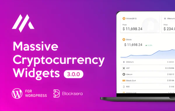 Massive Cryptocurrency Widgets plugin banner with crypto price tickers and charts