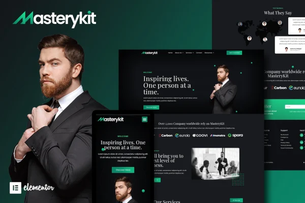 MasteryKit business coach Elementor template kit cover image