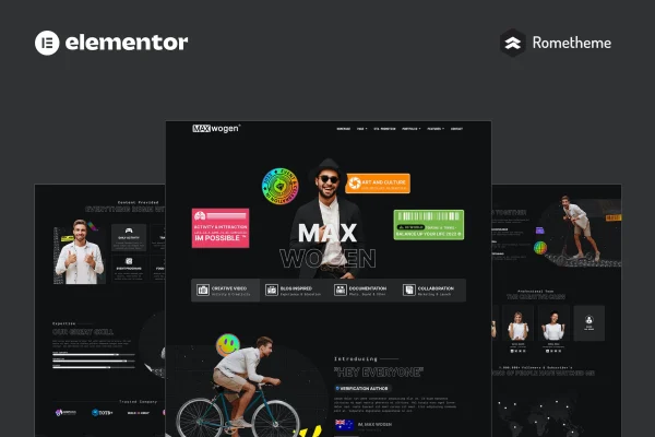 MAX content creator Elementor Pro template kit preview