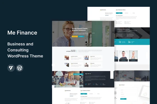 Me Finance business and consulting WordPress theme preview