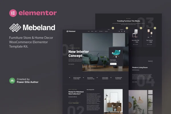 Mebeland furniture store Elementor template kit preview