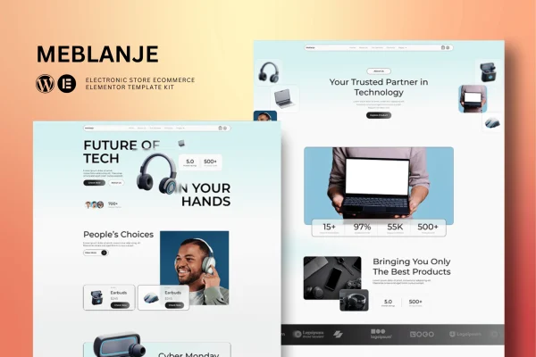Meblanje electronics store Elementor template kit preview