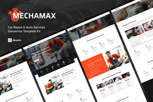 Mechamax car repair and auto services Elementor template kit preview