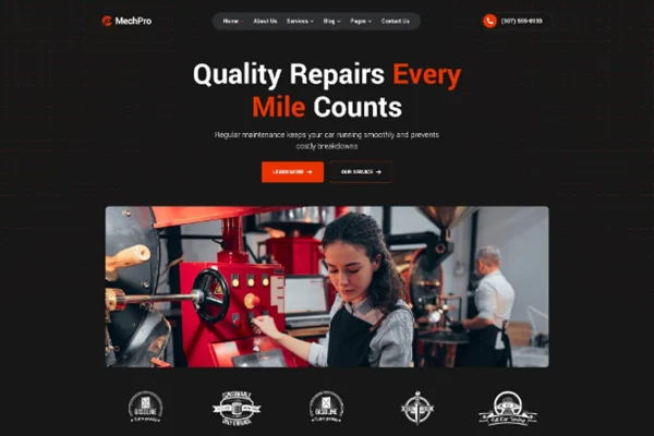 Mechpro car service and repair WordPress theme preview