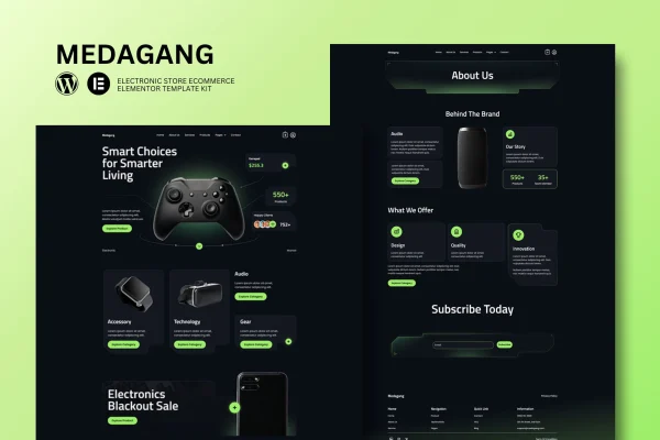 Medagang electronics store Elementor template kit preview