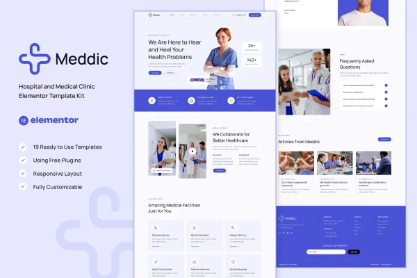 Meddic hospital and medical clinic Elementor template kit cover