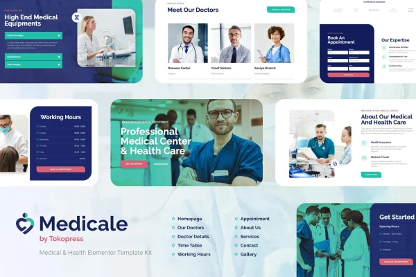 Medicale pharmacy and medical Elementor template kit preview