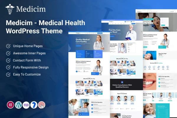 Medicim medical and healthcare WordPress theme preview
