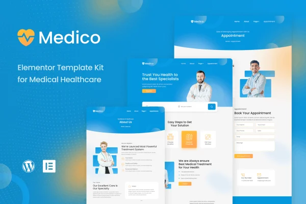 Medico medical and healthcare Elementor template kit preview