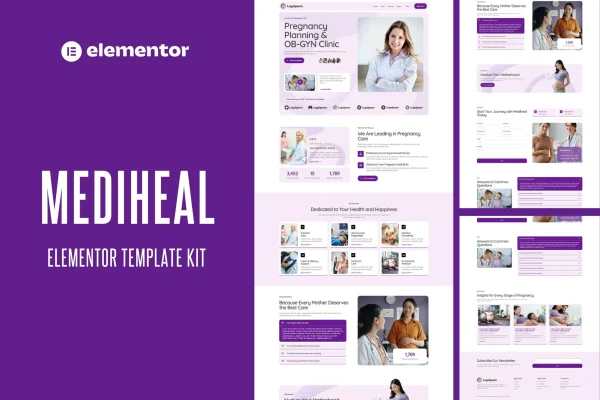 Mediheal pregnancy and OB-GYN clinic Elementor template kit preview