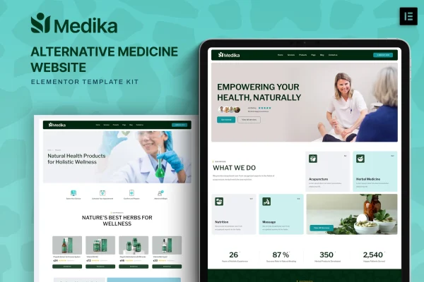Medika alternative medicine Elementor template kit preview