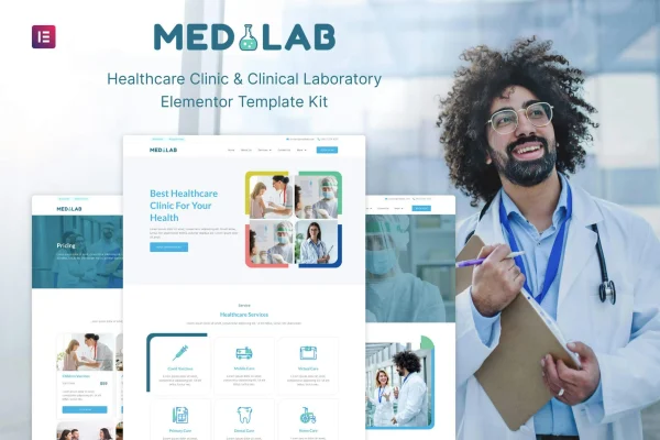 Medilab healthcare and clinical laboratory Elementor template kit preview