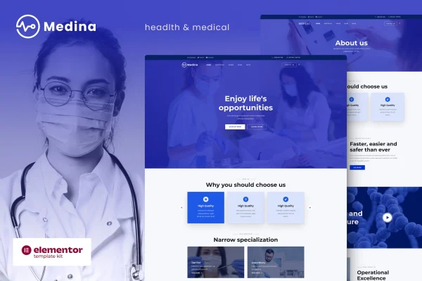 Medina medical and health Elementor template kit cover image