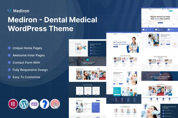 Mediron dental and medical WordPress theme preview