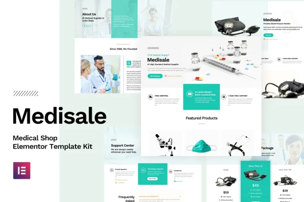 Medisale medical shop Elementor template kit preview