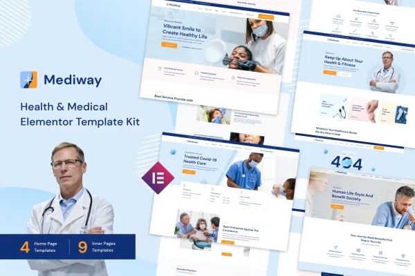 Mediway health and medical Elementor template kit preview