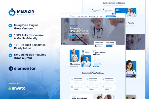 Medizin medical services Elementor template kit preview
