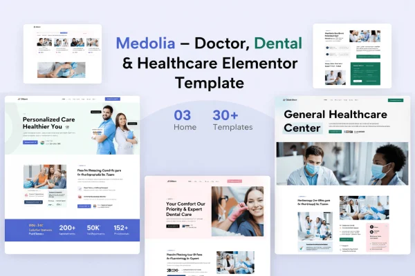 Medolia dental and healthcare Elementor template kit cover image