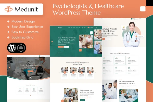 Medunit psychology and health care WordPress theme preview
