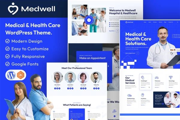 Medwell medical and health care WordPress theme preview