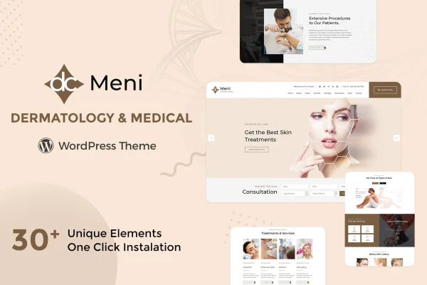 Meni healthcare medical doctor WordPress theme preview