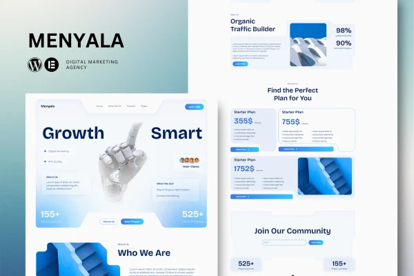 Menyala digital marketing agency Elementor template kit preview