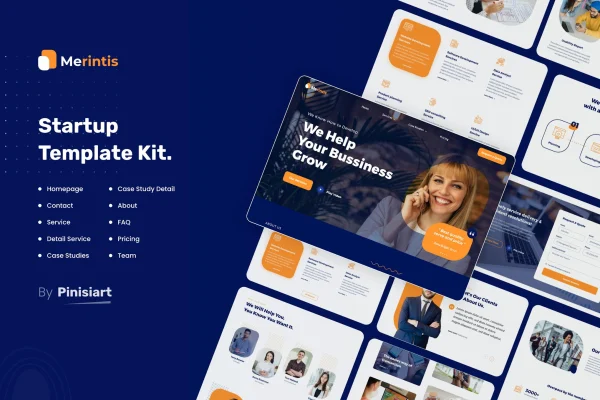 Merintis SaaS and startup Elementor template kit page previews