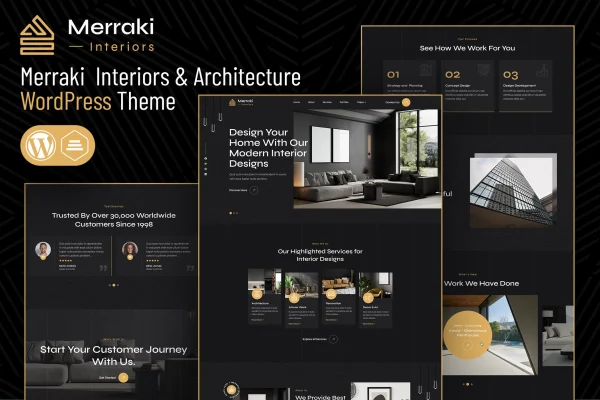 Merraki interiors and architecture WordPress theme preview