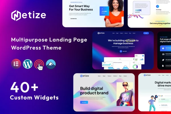 Metize landing page WordPress theme preview