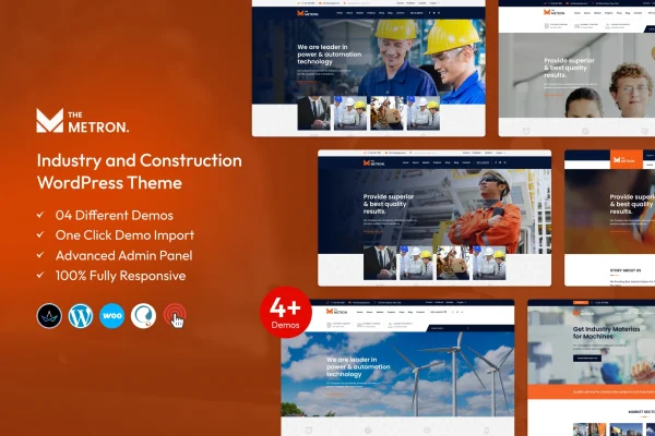 Metron industry and construction WordPress theme preview
