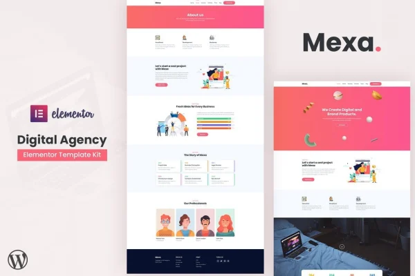 Mexa digital agency Elementor template kit preview