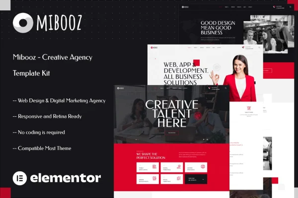 Mibooz creative agency Elementor template kit preview