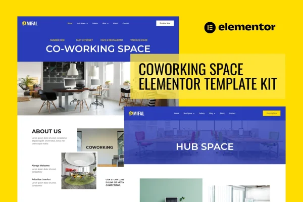 Mifal coworking space Elementor template kit preview