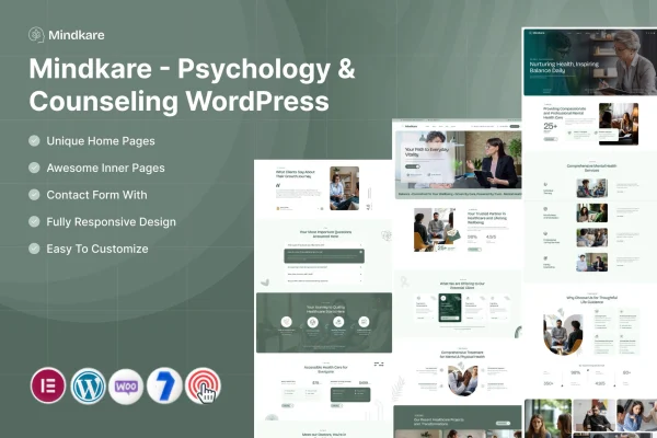 Mindkare psychology and counseling WordPress theme preview