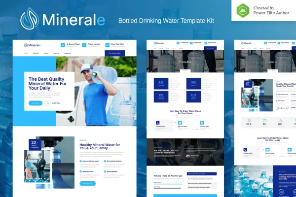 Minerale bottled drinking water Elementor template kit cover
