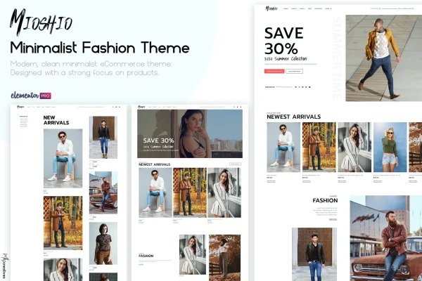 Mioshio fashion eCommerce Elementor template kit preview