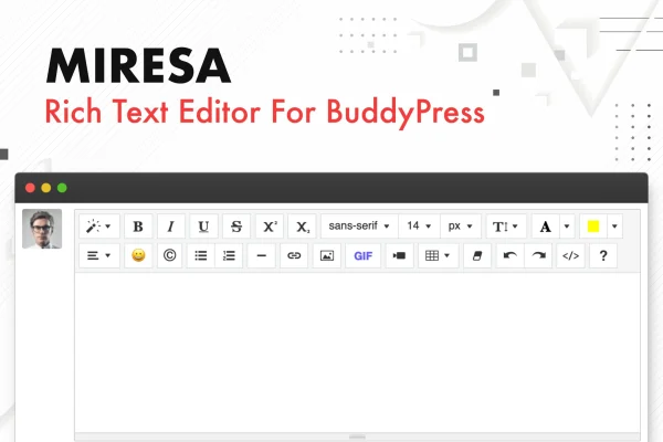 Miresa rich text editor for BuddyPress plugin banner