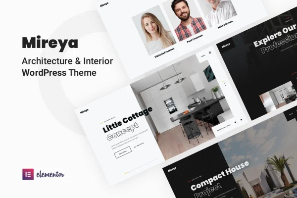 Mireya interior design Elementor WordPress theme preview