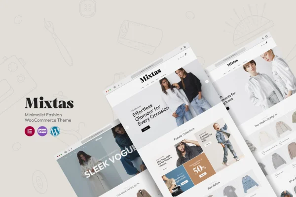 Mixtas minimalist fashion WooCommerce theme preview