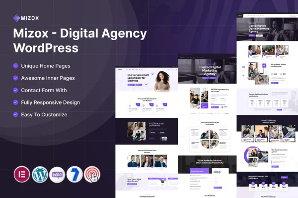 Mizox digital agency WordPress theme preview
