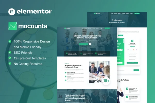 Mocounta accounting firm Elementor template kit preview